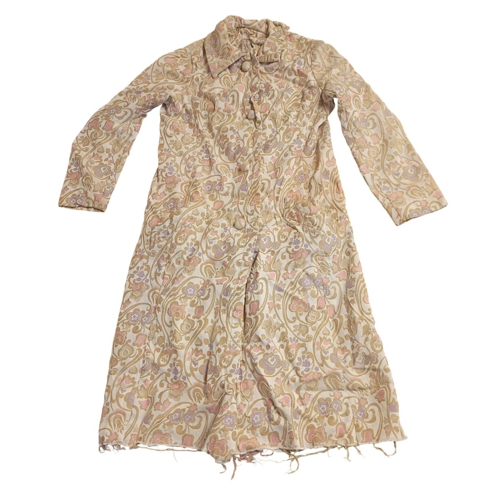 Handel's Vintage Tapestry Coat Womens 10 Pink Floral Paisley Mod Psychedelic 60s